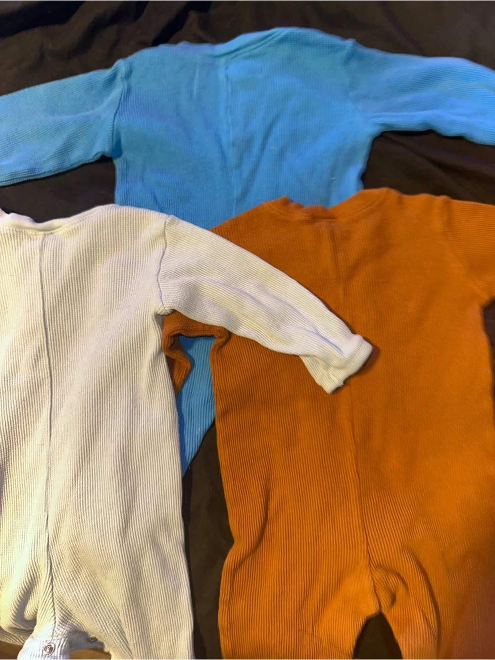 Old Navy Waffle-Knit Baby Henley Romper — Rust/Cream/Blue Bundle 6-12 months